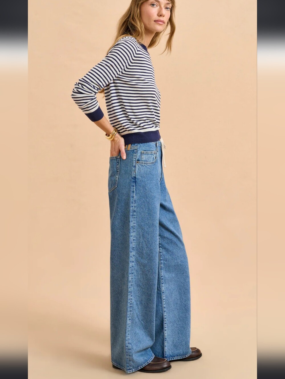 La Ligne Jenny Mid Rise Wide Leg Drawstring Jean Sz 31 - Picture 3 of 13